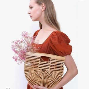 Bamboo Rattan Basket Bag Tote Purse Summer Vacation French Tropical